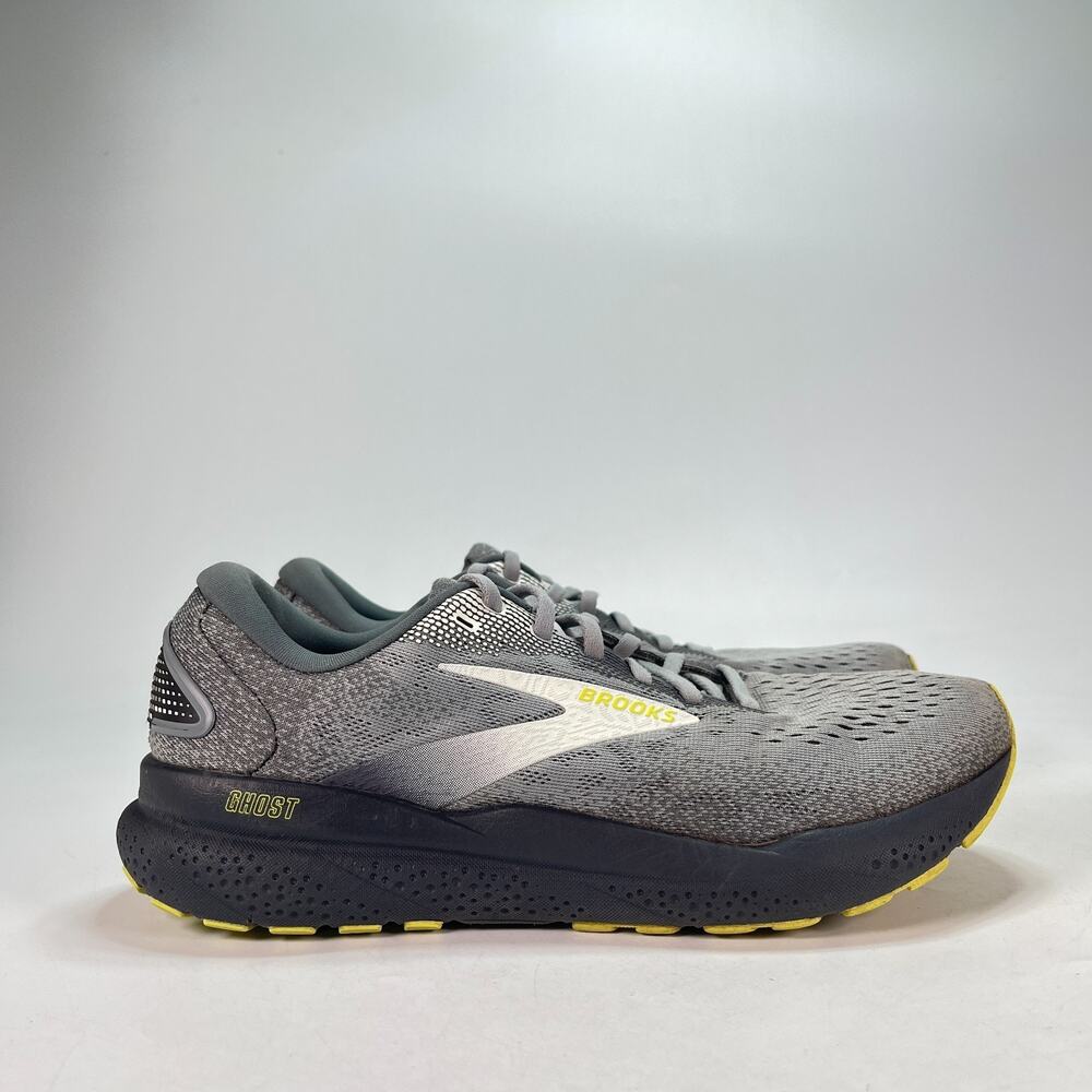 Brooks Ghost 16 Grey Yellow Athletic Road Running Shoes 1104181D040 Men's Size 8